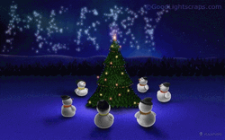 Animated Christmas Tree With Snowman GIF