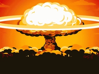 Animated City Nuclear Bomb Massive Explosion GIF