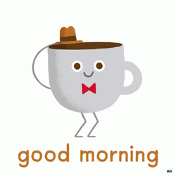 Animated Coffee Greets Good Morning Cartoon