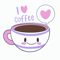 Animated Coffee Love White And Purple Cup