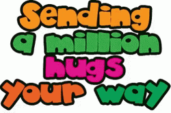 Animated Colorful Text Sending You A Hug Sticker GIF