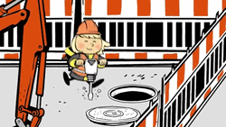 Animated Construction Worker Using A Jackhammer GIF