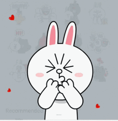 Animated Cony Rabbit Giving Kiss Hearts Sticker