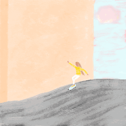 Animated Cool Girl Skateboarding GIF