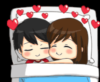 Animated Couple Hugging Good Night Love Sticker