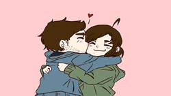 Animated Couple Kiss