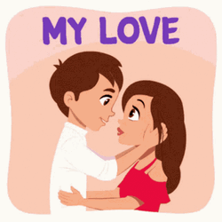 Animated Couple My Love Forehead Kiss GIF