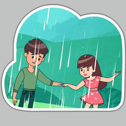 Animated Couple Rain Dance GIF