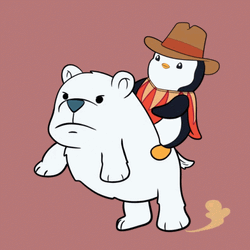 Animated Cowboy Penguin Riding Snow Bear Sticker GIF