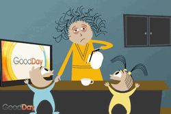 Animated Crazy Kids And Sleepy Mom GIF