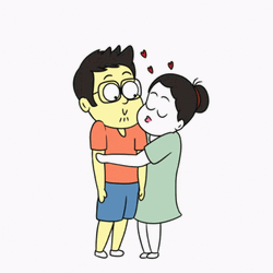 Animated Cute Couple Kissing Cartoon Love GIF 