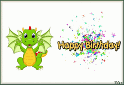 Animated Cute Dragon Happy Birthday