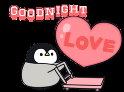 Animated Cute Penguin Delivering Good Night Love