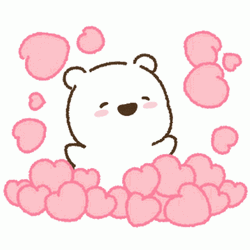 Animated Cute White Bear Pink Hearts GIF