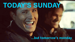 Animated Dean Wincester Is Happy It's Sunday GIF