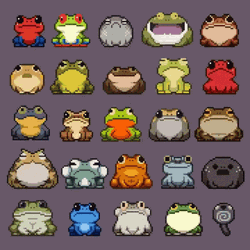 Animated Different Cute Frogs GIF