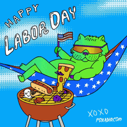 Animated Dog Grilling Good Morning Happy Labor Day