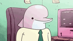 Animated Dolphin In Office GIF
