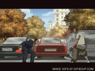 Animated Drop Kick On Traffic  GIF