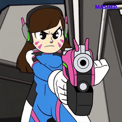Animated Dva Hold Gun Serious Face GIF