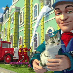 Animated Fireman Blasting Water Using Fire Hose GIF