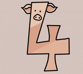 Animated Four With A Pig Face GIF