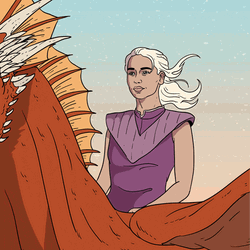 Animated Game Of Thrones Queen Daenerys Riding Dragon GIF