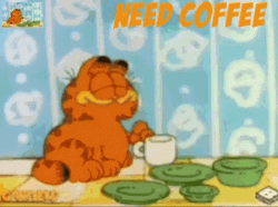 Animated Garfield Drinking Monday Coffee GIF