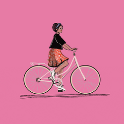 Animated Girl Bubbling Riding Bike GIF