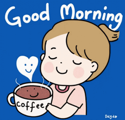 Animated Girl Enjoying Coffee Good Morning Cartoon