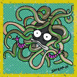 Animated Glittery Crazy Snake Hair GIF