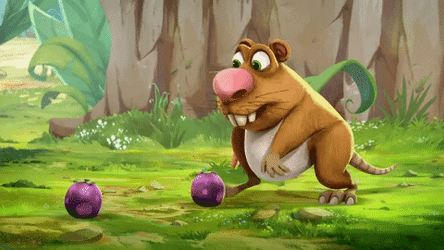 Animated Greedy Squirrel Eating Fruit GIF
