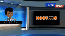Animated Guy Reporter In Breaking News Program GIF