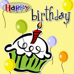 Animated Happy Birthday Cupcake And Balloons