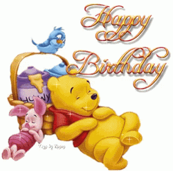 Animated Happy Birthday Piglet And Pooh Sleeping GIF