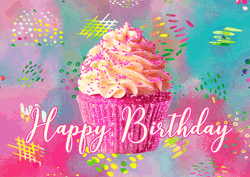 Animated Happy Birthday Pink Cupcake