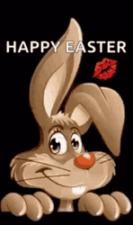 Animated Happy Easter Bunny And Kiss Mark GIF