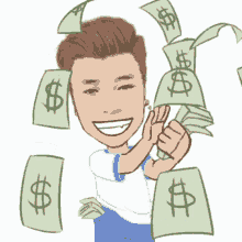 Animated Happy Guy Throwing Money  GIF