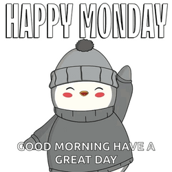 Animated Happy Monday Penguin Waving GIF
