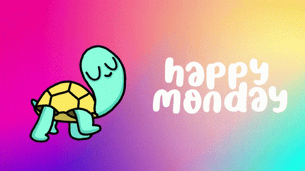 Animated Happy Monday Turtle Slowly Walking GIF