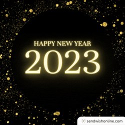 Animated Happy New Year 2023 In A Round Shape GIF