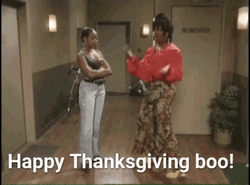 Animated Happy Thanksgiving Dancing Girl GIF