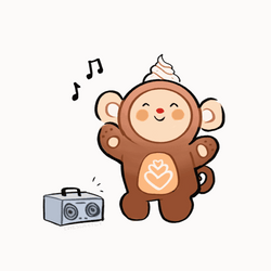 Animated Ice Cream Head Monkey Dancing To Music GIF