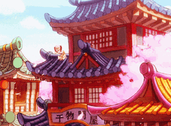 Animated Japan Traditional House Design GIF