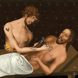 Animated Jesus Getting Tattoos GIF