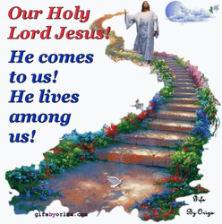 Animated Jesus Going Down Stairs GIF