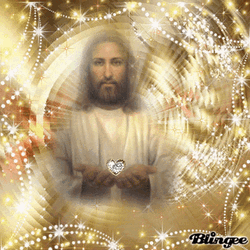 Animated Jesus Holding Sparkling Heart GIF