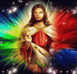 Animated Jesus In Sparkling Background GIF