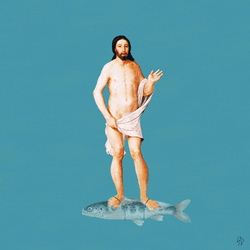 Animated Jesus Riding A Fish GIF