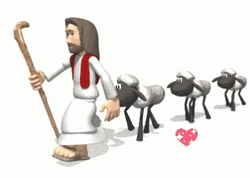 Animated Jesus Walking With Sheeps GIF